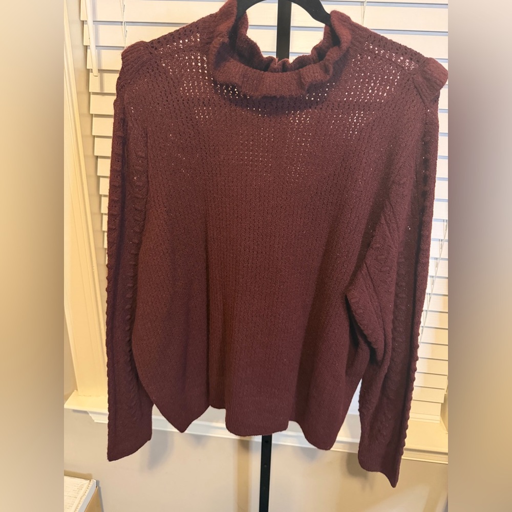BNWT- Eloquii - Plus size Burgundy Ruffle Sweater- Size 22/24W - Picture 8 of 8